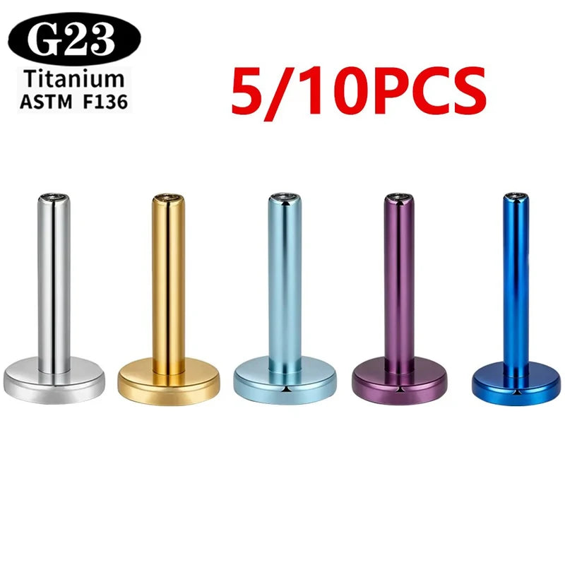 Labret Rod Internal Thread Titanium Nose & Tragus Piercing Jewelry 16G-14G