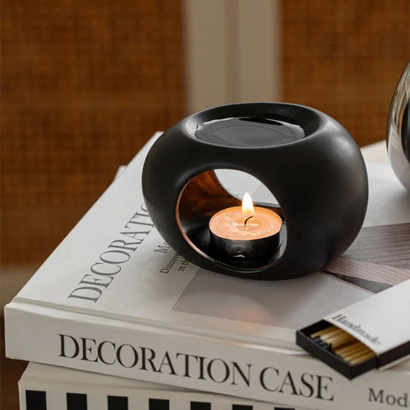 Ceramic Essential Oil Burner Candle Holder for Aromatherapy Home Spa - Multiple Colors