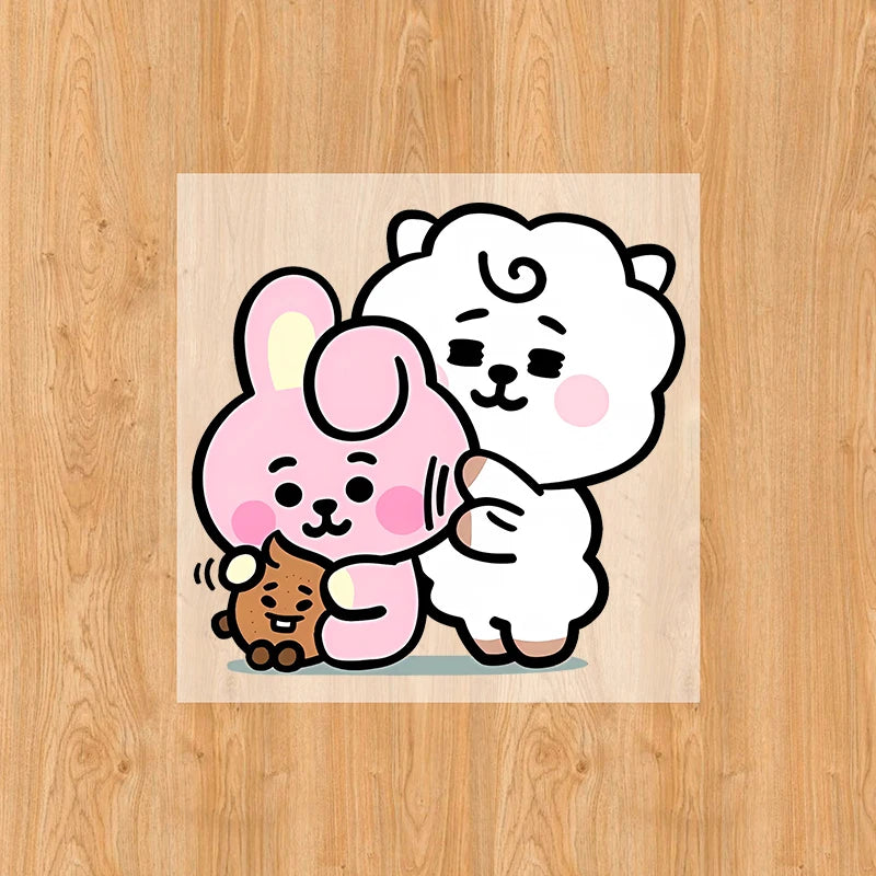 BT21 Heat Transfer Sticker Patches for Sweatshirts & Clothes - DIY Iron-On Cartoon Decals