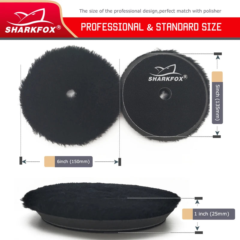 5 Pieces Wool Polishing Pads for Car Waxing and Buffing 5/6 Inch Set