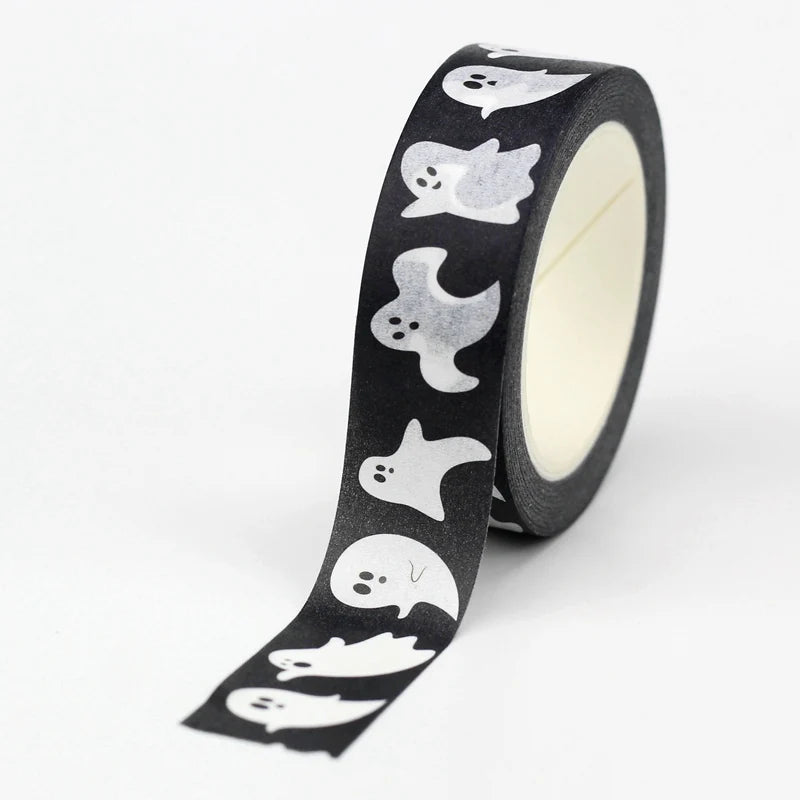 Decorative Ghost Spirit Washi Tape Set - 10 Meters, Cute Scrapbooking & Planner Adhesive Tape