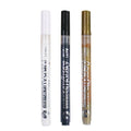 3-Piece Acrylic Paint Markers Set - Black, White, Gold & Silver for Arts and Crafts