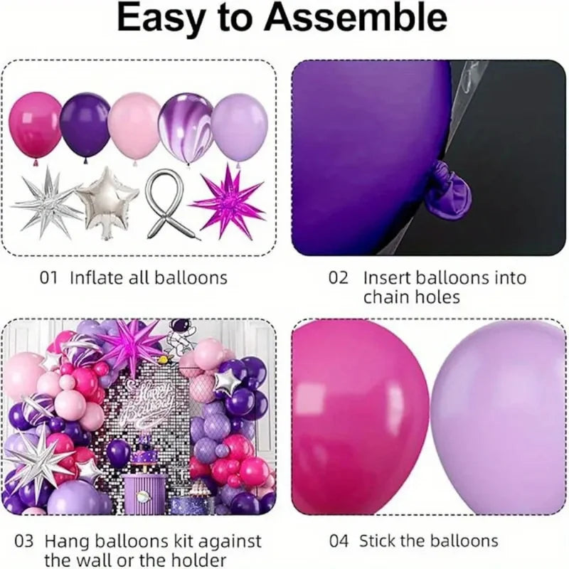 Hot Pink Purple Latex Balloons Garland Arch Kit - Indoor & Outdoor Party Decor