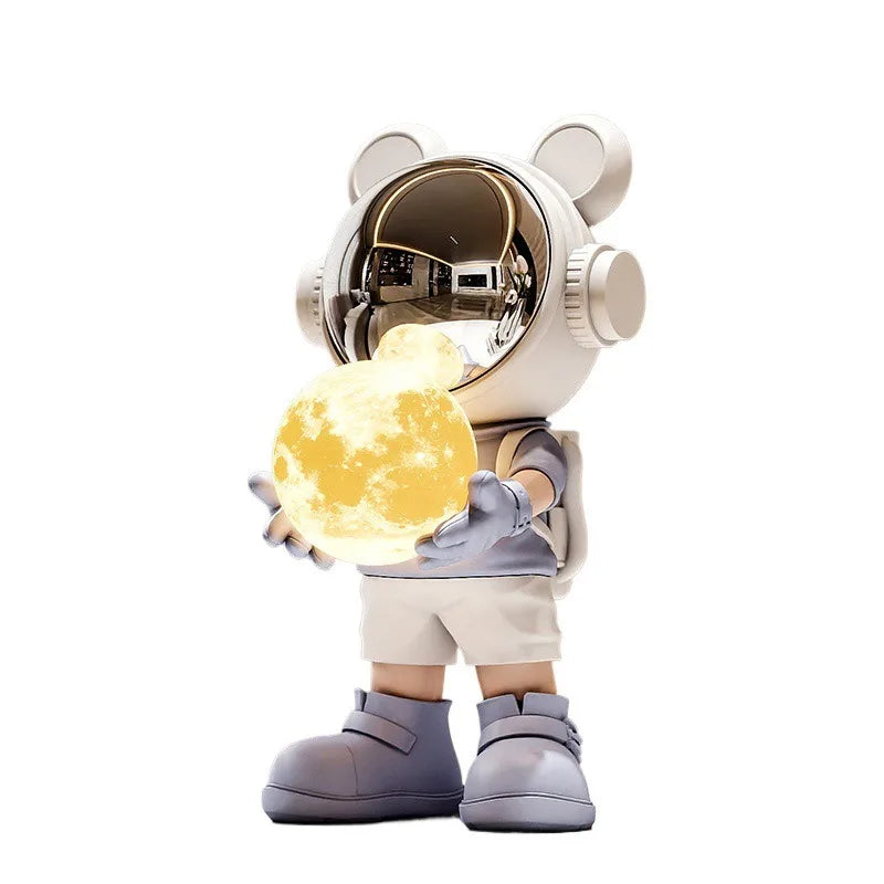Astronaut LED Night Light - Modern Space Decor Figurine for Shelf Desk or Cabinet