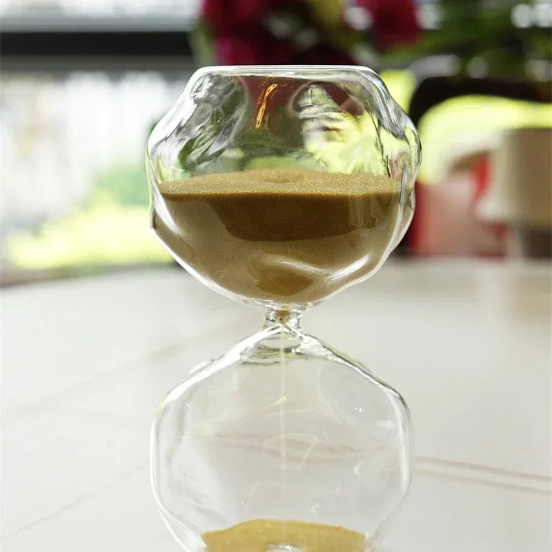 Irregular Glass Hourglass Timer 30 Min Sand Clock for Kids Home Decor