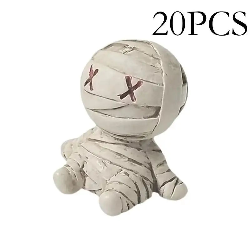 Gothic Halloween Mummy Resin Figurines - 20 Pack Desk & Party Decor