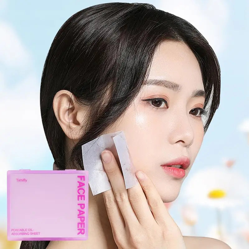 100Pcs Face Oil Absorbing Paper with Mirror - Portable Facial Blotting Tissues for Oily Skin