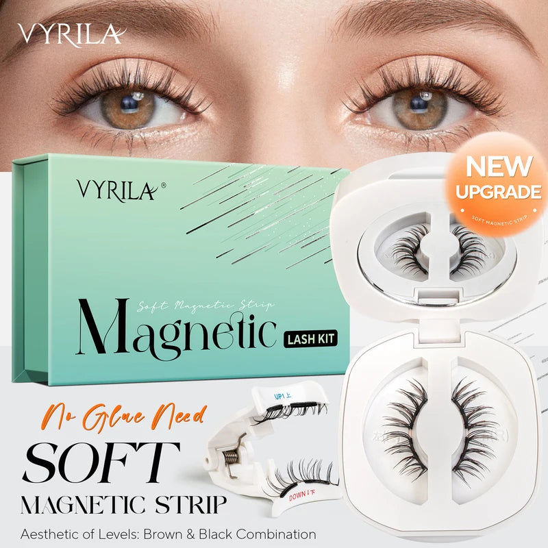 Reusable Magnetic False Eyelashes Kit - Natural Look, No Glue Needed, Soft Magnetic Strips