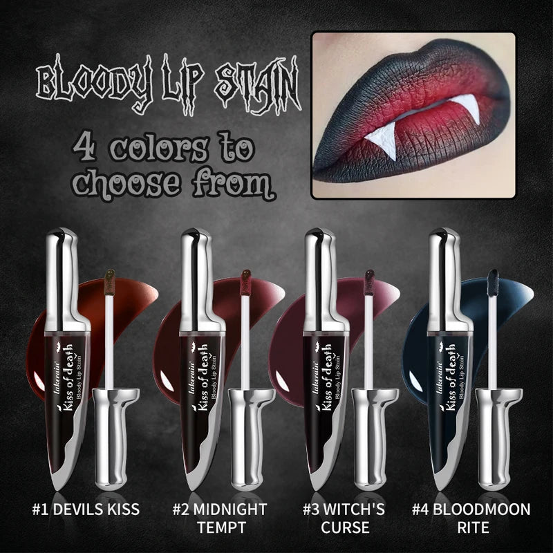 Matte Bloody Lip Stain Long-Lasting Water-Resistant Lipstick for Gothic Vampire Halloween