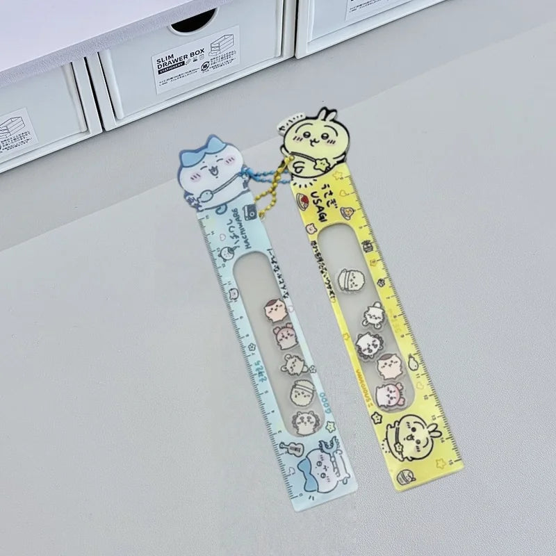 Clear Acrylic 15cm Sliding Ruler with Pendant for Drawing & Journals