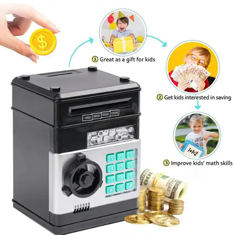 Automatic Coin & Cash Saving Piggy Bank with Password Lock - Child Gift