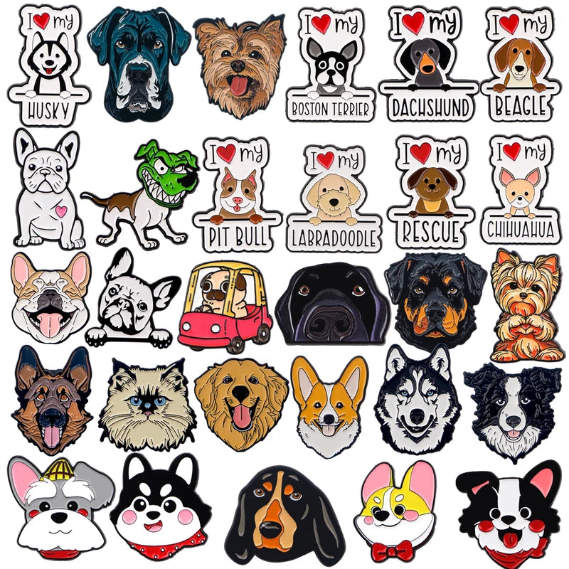 Cute Cartoon Dog Enamel Pins for Pet Lovers Backpack Accessories Funny Brooches