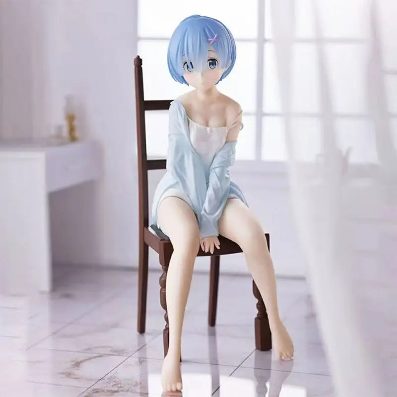 Re:Zero Rem Ram Sitting on Chair PVC Action Figure Collectible Anime Toy