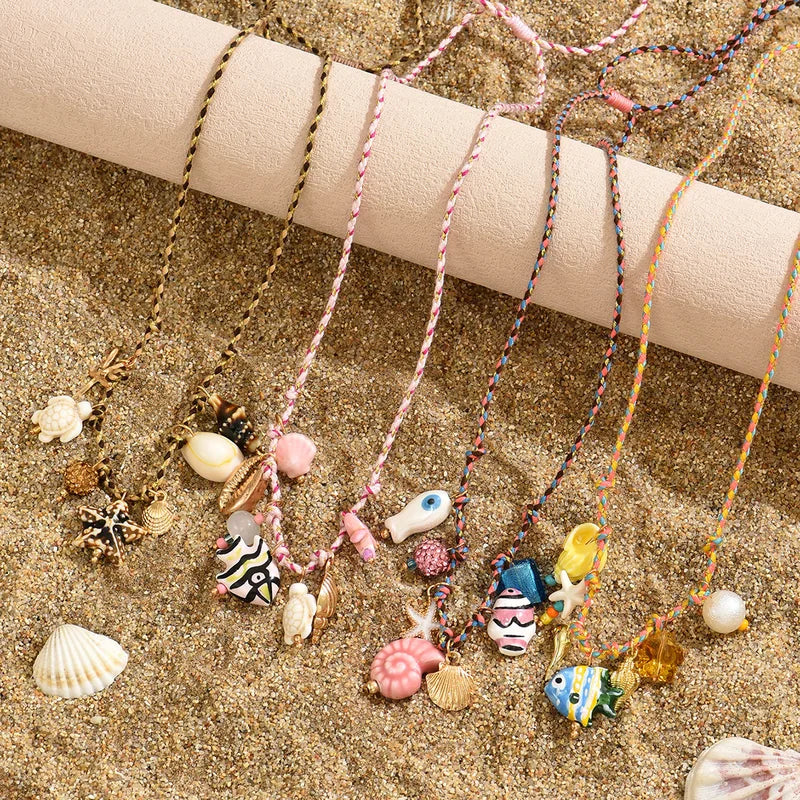 Ocean Style Ceramic Fish Pendant Necklace for Women Girls Beach Jewelry Gift