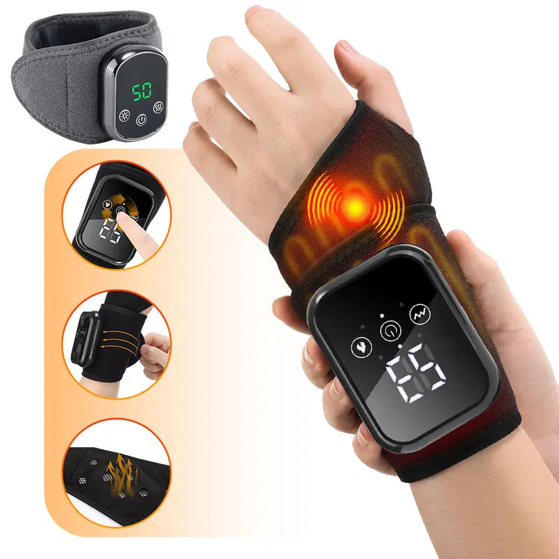 Electric Heating Wrist Massager with Vibration Therapy, Adjustable Heat & Support