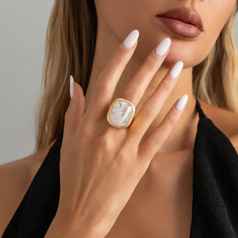 Colorful Geometric Open Rings for Women & Men - Chunky Square Jewelry