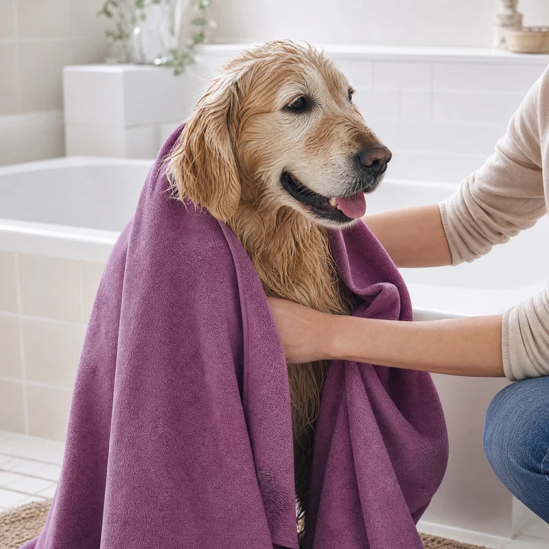 Microfiber Pet Absorbent Towel – Soft, Quick-Drying Dog and Cat Bath Towel