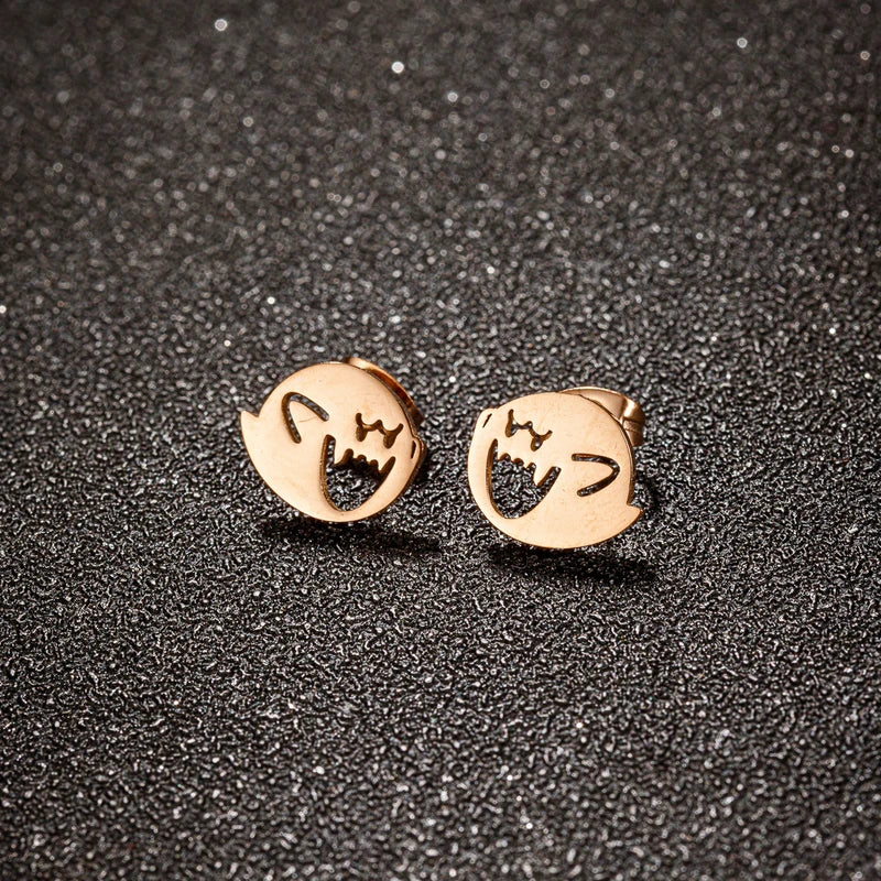 Cute Cartoon Ghost Earrings Set - Halloween Jewelry Minimalist Studs
