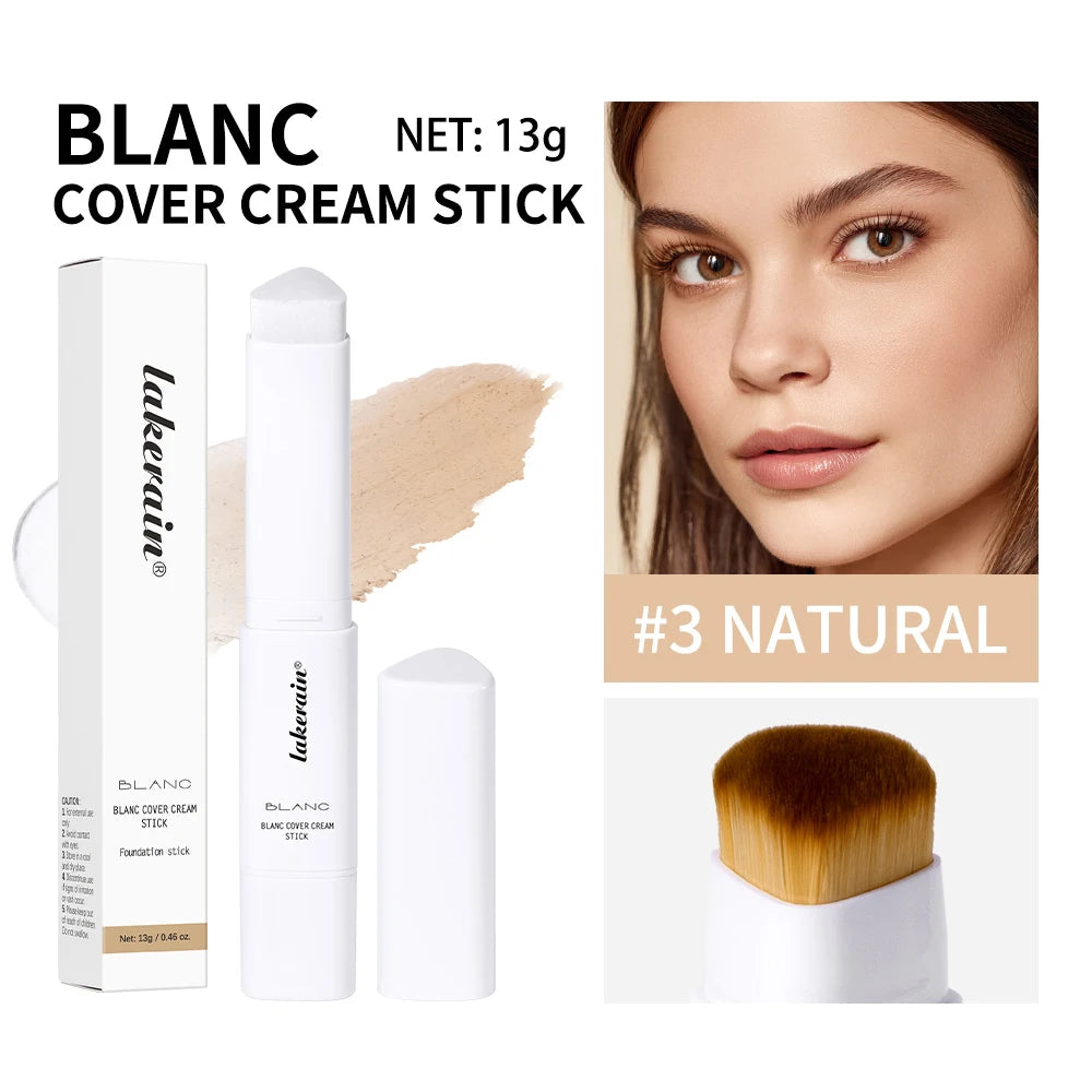 Color Changing Foundation Stick with Brush - High Coverage Waterproof Base Makeup
