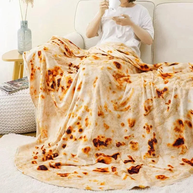 Indian Flying Pancake Blanket - Watermelon & Cabbage Print Flannel Throw for Air-Conditioned Rooms