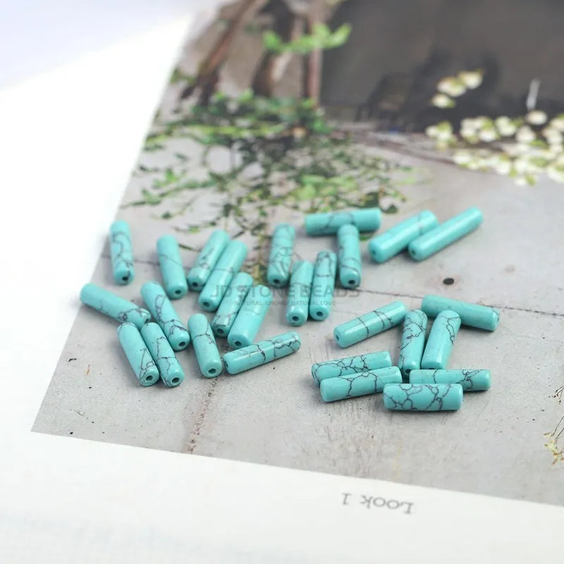 Natural Stone Agate Jasper Turquoise Beads - 4x13mm Tube Shape Loose Spacer Jewelry Making