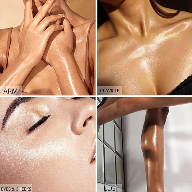 Waterproof Glitter Body Bronzer Spray High-Gloss Highlight Powder Face & Body Makeup