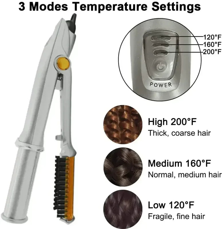 Professional 2-in-1 Rotating Curling Iron & Straightening Brush - Hair Styling Tool