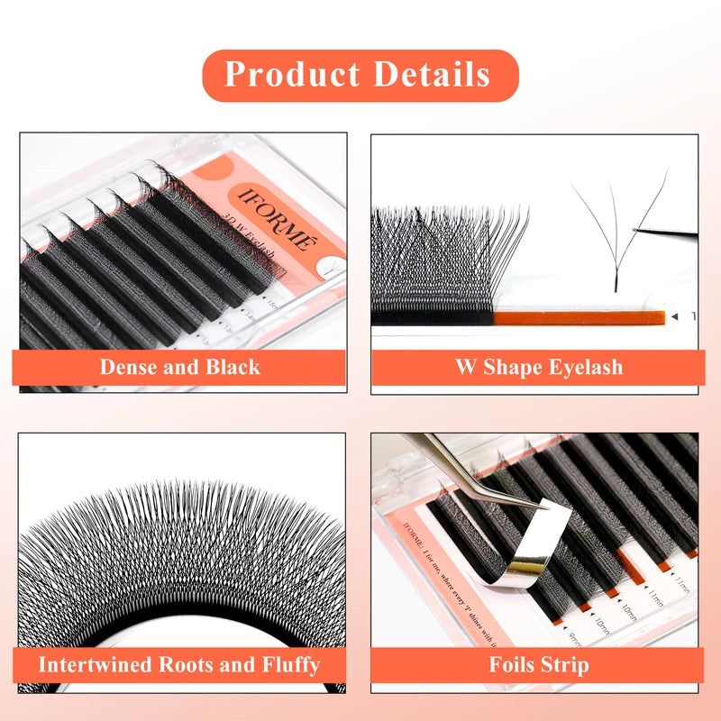 Eyelash Extensions Premade Fans 3D 4D 5D W Shape Full Dense Natural Look