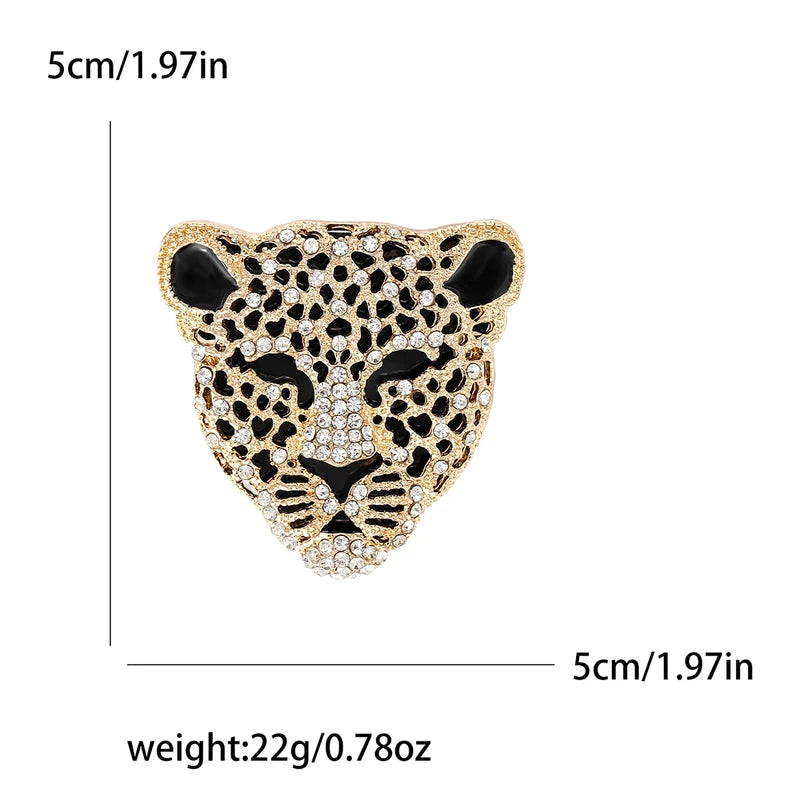 Luxury Rhinestone Leopard Brooch for Women Animal Pin Casual Party Accessory Gift