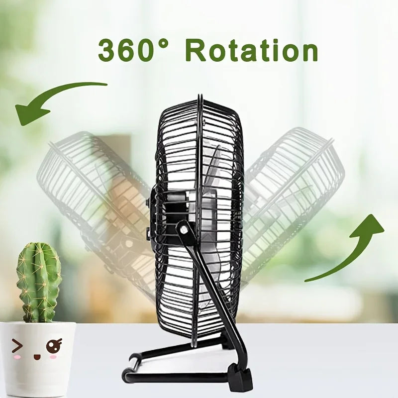 USB Desktop Fan with 2 Adjustable Speeds and 360° Rotation - 4/6/8 Inch Portable Table Fan