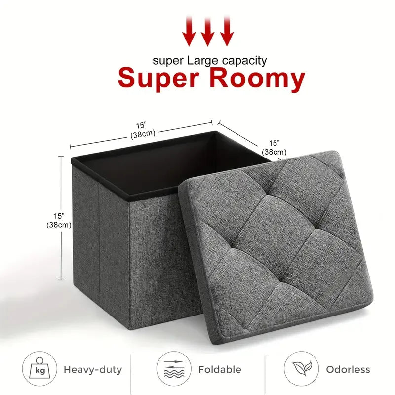 Heavy-Duty Multi-Purpose Folding Storage Ottoman Bench for Indoor & Outdoor Use