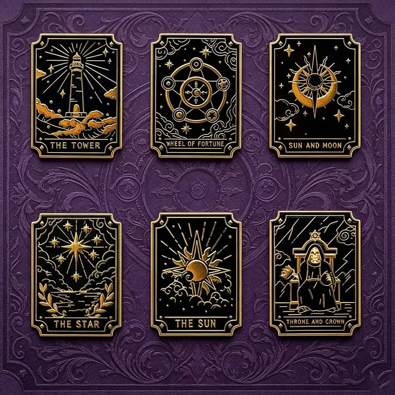 Tarot Constellation Metal Brooch Decorative Badge for Backpack & Clothing