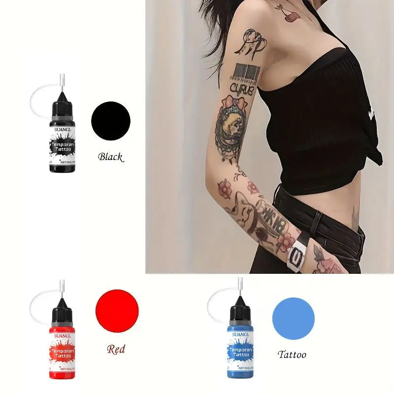 Colorful Tattoo Juice Paste for Body Art, Semi-Permanent DIY Henna Tattoo Kit