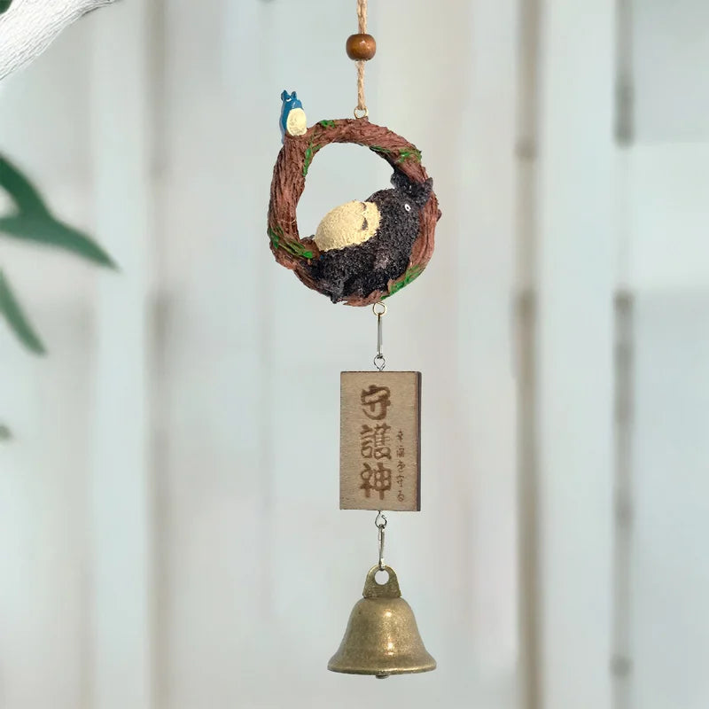 Japanese Copper Wind Chime Bell Outdoor Decor Sleepy Cat Design 30cm