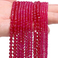 Natural Ruby-Corundum Beads Faceted Round Loose Spacer Beads for Jewelry Making
