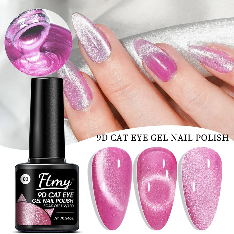 Magnetic Cat's Eye Nail Gel Set - Semi-Permanent UV LED Soak Off Polish
