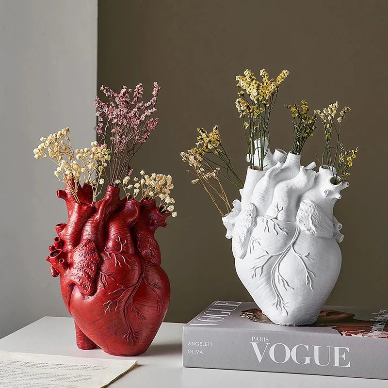 Large Heart-Shaped Resin Flower Pot Vase for Home Decor, Arts & Crafts
