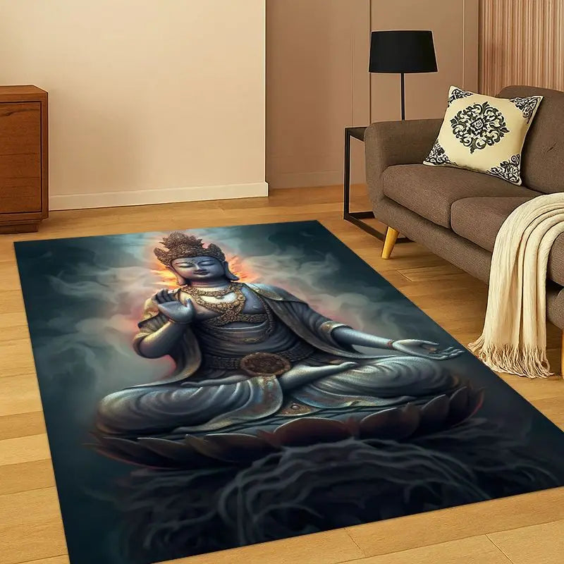 Faith Buddha Shakyamuni Cartoon Rug for Bedroom & Living Room Non-slip Doormat