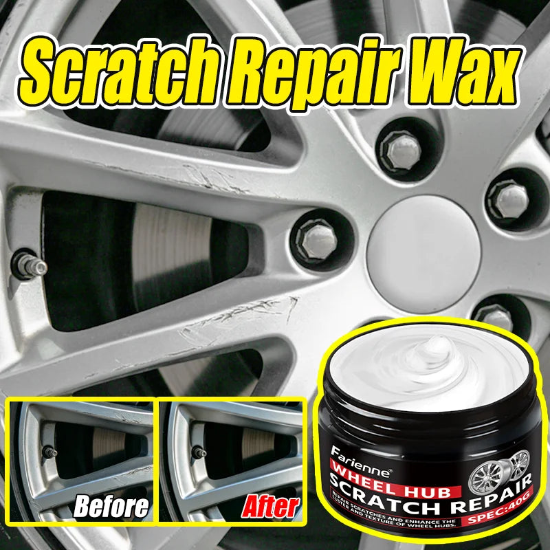 Car Rim Scratch Repair Wax 40G for Alloy Wheels Metal Oxidation Polish Paste with Sponge