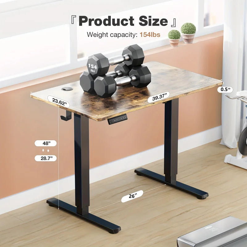 Electric Height Adjustable Standing Desk 40x24 Inch Sit-Stand Workstation