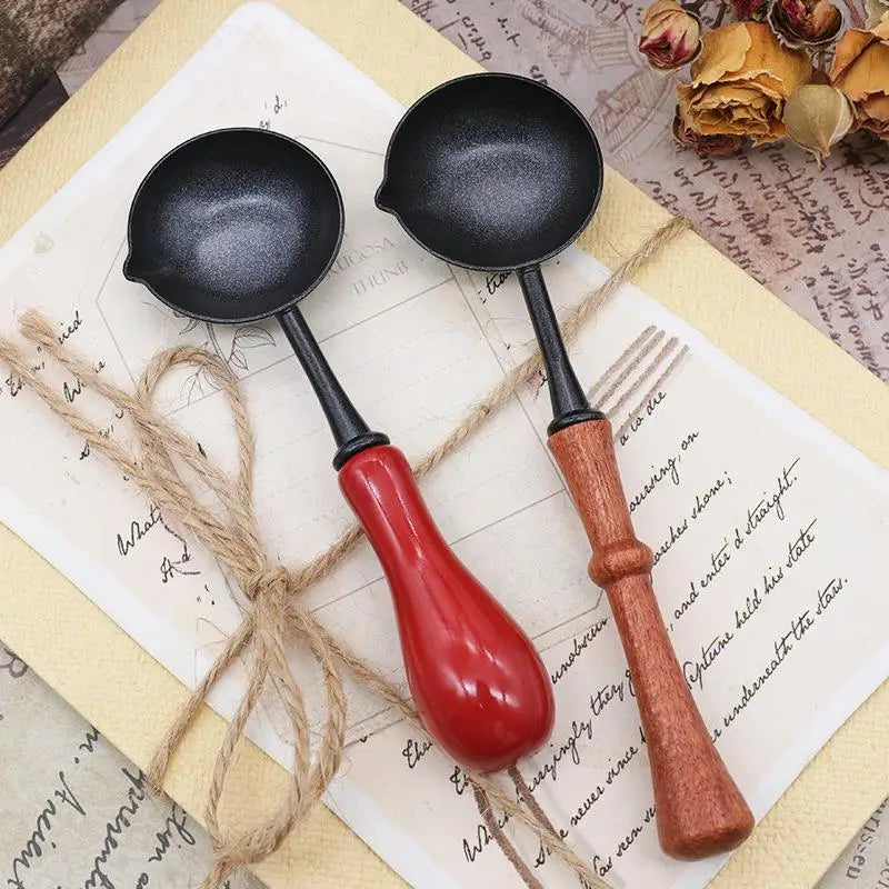 Melting Wax Spoon with Wooden Handle Non-Stick Heating Tool for Candle Making