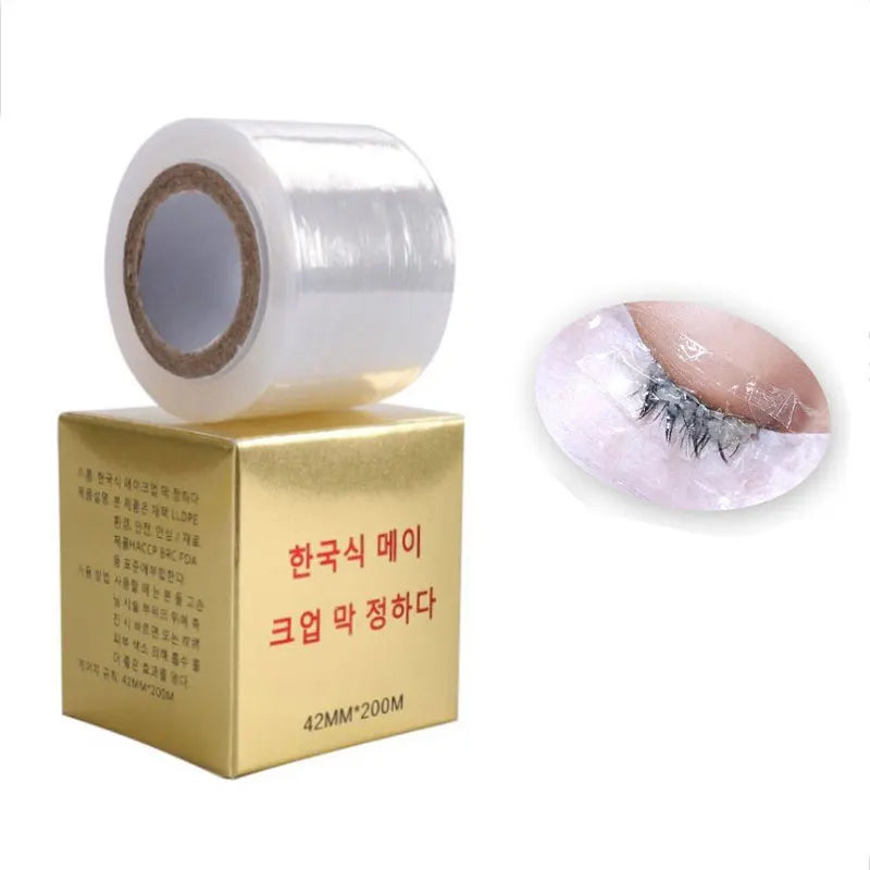 200M Clear Plastic Wrap for Eyelash Extensions and Tattoo Brows, Professional Makeup Tool