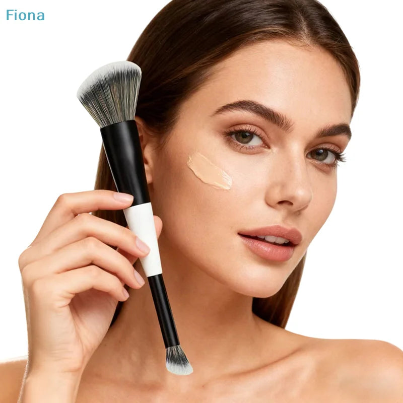 Dual-Ended Makeup Brush for Foundation, Blush, Contour, Eyeshadow & Concealer
