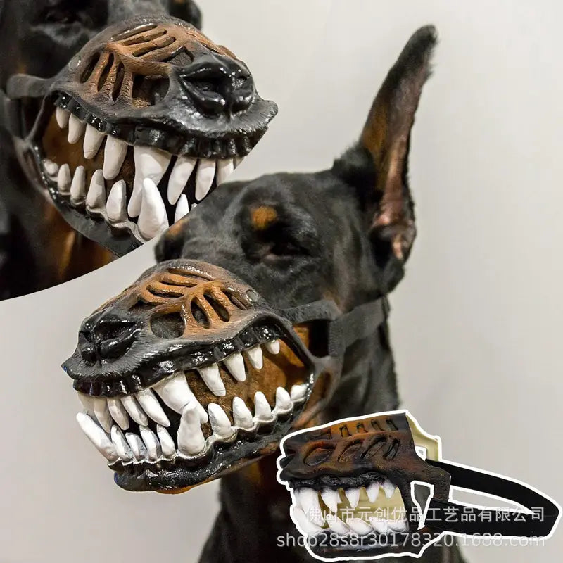 Dog Halloween Mask Dinosaur Pet Costume Latex Movable Teeth Funny Hood