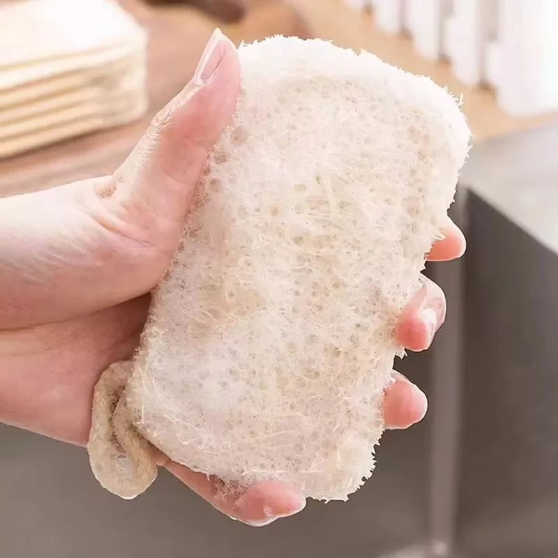 Natural Loofah Exfoliating Sponges - Gentle Body Scrubber for Shower & Bath, Bamboo Fiber Cleaning Pads, 4-6 Pack