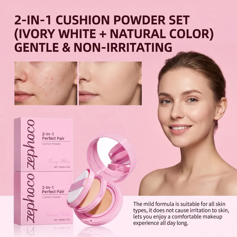 Long Lasting Oil Control Cushion Foundation with Buildable Coverage – Natural Finish, Lightweight & Portable