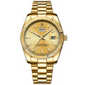 Men's Waterproof Steel Strap Quartz Watch with Calendar Night Light - Business Casual