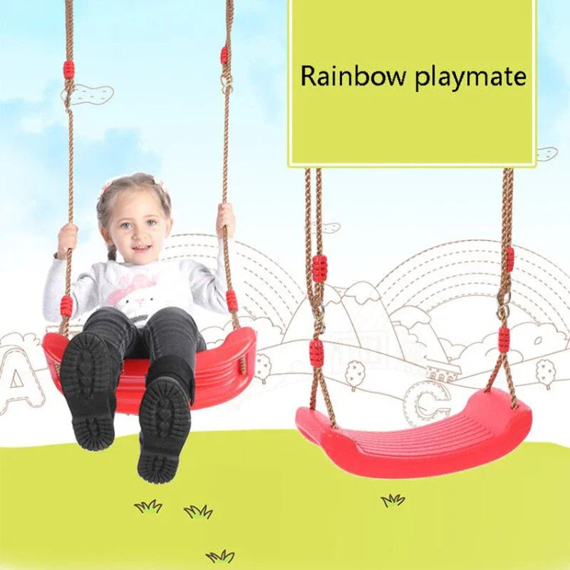 Kids Garden Swing Flying Toy with Adjustable Rope Indoor Outdoor Rainbow Seat