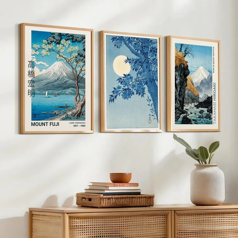 Japanese Mount Fuji Cherry Blossom Wall Art Canvas Print for Modern Home Decor