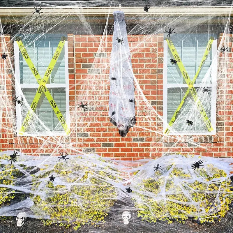 Halloween Spider Web Decorations with Fake Spiders, Stretch Cobwebs for Indoor Outdoor Party